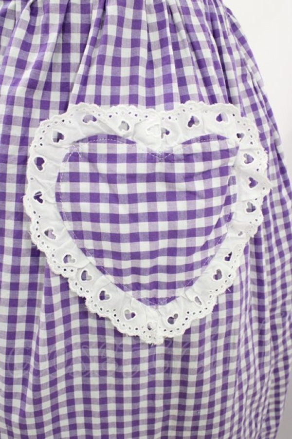 画像3: Nile Perch / ギンガムチェックサスペンダースカート  パープル H-26-02-01-1033-LO-SK-KB-ZH (3)
