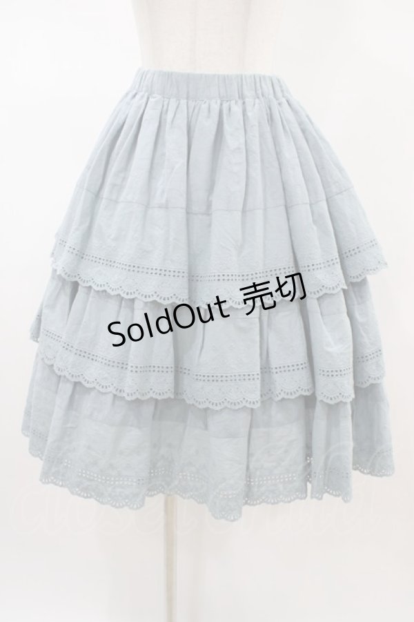 画像1: Sheglit / フラワーブーケのレーススカート  ダルブルー H-26-02-01-1034-EL-SK-KB-ZH (1)