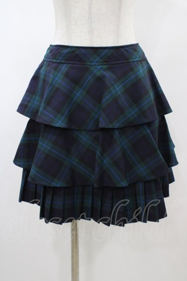 画像1: Emily Temple cute / チェック裾プリーツスカート  ネイビー×グリーン H-26-02-01-1036-ET-SK-KB-ZH (1)