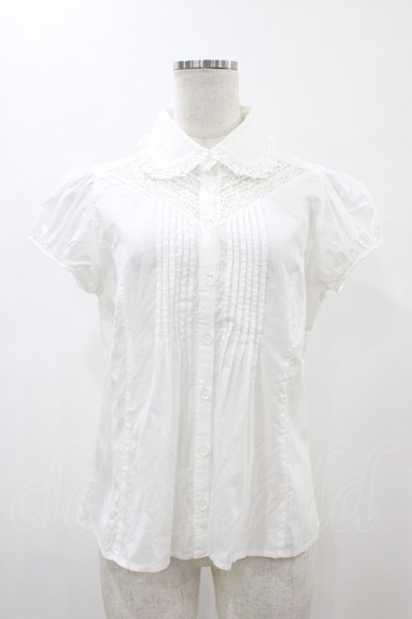 画像1: Emily Temple cute / レース切替ピンタックパフブラウス  ホワイト H-26-02-01-1041-ET-BL-KB-ZH (1)