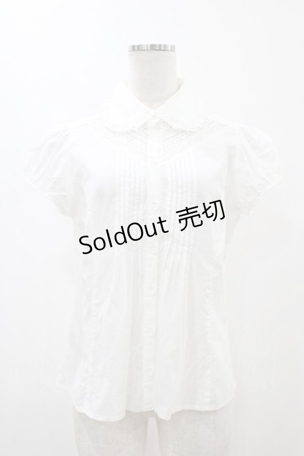 画像1: Emily Temple cute / レース切替ピンタックパフブラウス  ホワイト H-26-02-01-1041-ET-BL-KB-ZH (1)