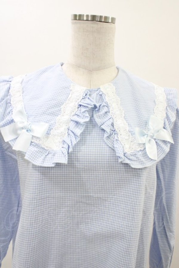 画像3: Nile Perch / ギンガムチェックブラウス  サックス H-26-02-01-1048-LO-BL-KB-ZH (3)