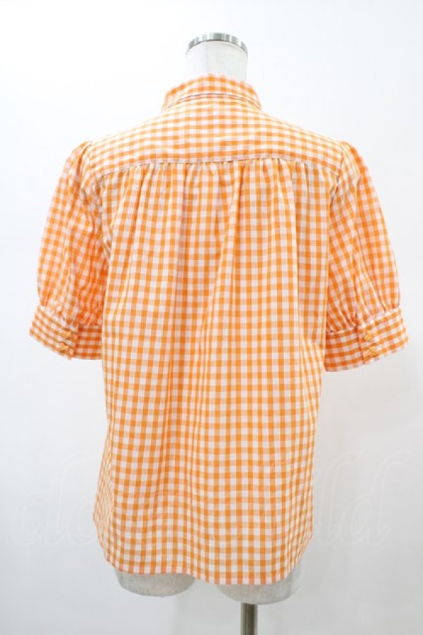 画像2: Nile Perch / ギンガムチェックリボンブラウス  オレンジ H-26-02-01-1051-LO-BL-KB-ZH (2)