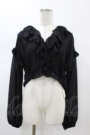 画像: MR corset / レースフリルシフォンボレロ  ブラック H-26-02-01-1057-PU-TO-KB-ZH