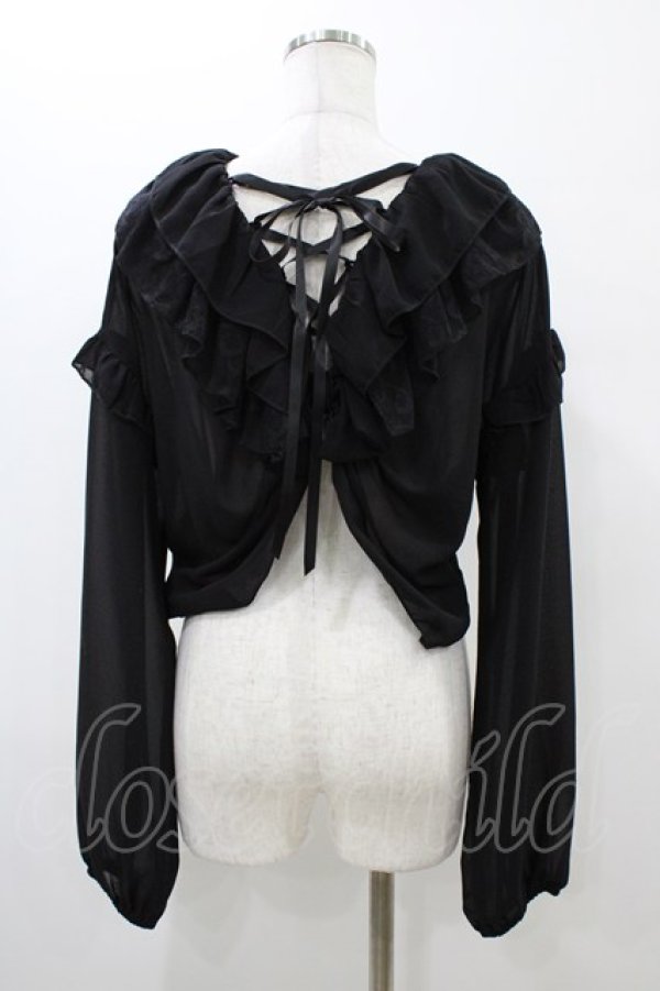 画像2: MR corset / レースフリルシフォンボレロ  ブラック H-26-02-01-1057-PU-TO-KB-ZH (2)