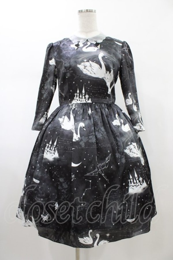 画像1: MILK / スワンレイクドレス  ブラック×ホワイトスワン H-26-02-01-1008-ML-OP-KB-ZH (1)
