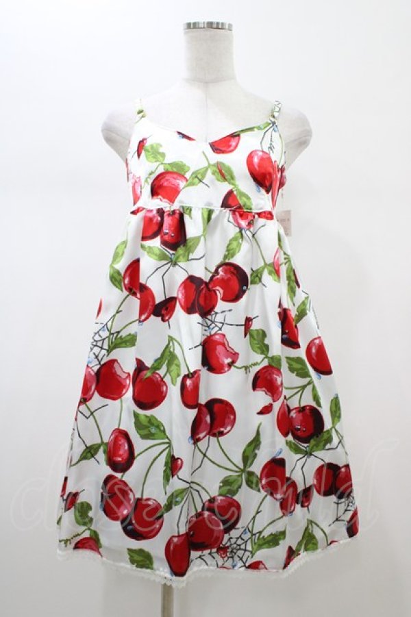 画像1: MILK / タランチェリースリップドレス  ホワイト×レッドチェリー H-26-02-01-1019-ML-OP-KB-ZH (1)