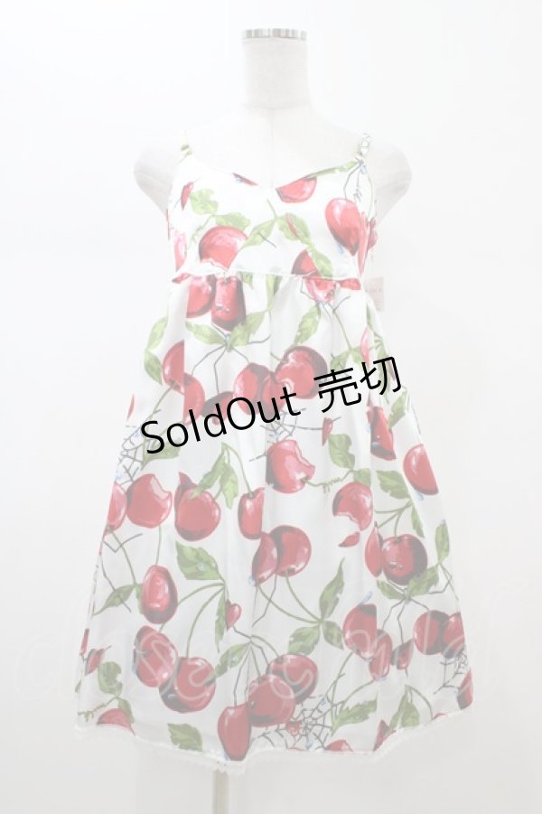 画像1: MILK / タランチェリースリップドレス  ホワイト×レッドチェリー H-26-02-01-1019-ML-OP-KB-ZH (1)