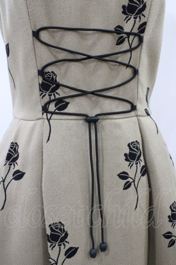 画像3: MILK / Rose Jacquardジャンパースカート  ベージュベース H-26-02-01-1025-ML-OP-KB-ZH (3)