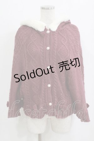 画像: axes femme POETIQUE / リボン裏ボアニットケープ M ワイン H-26-02-02-029-AX-JA-NS-ZH