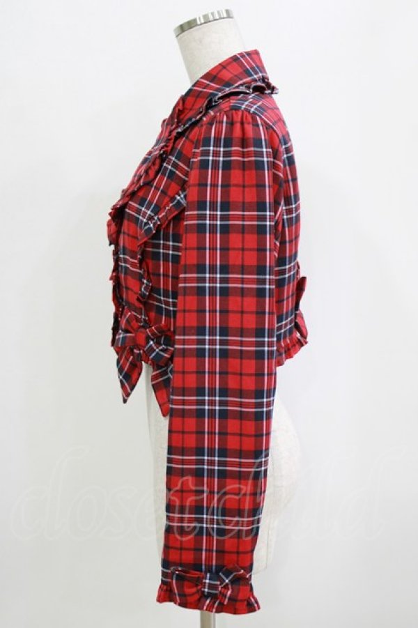 画像2: axes femme kawaii / タータンチェックジャケット M レッド H-26-02-02-030-AX-JA-NS-ZH (2)