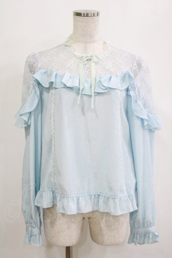 画像1: Angelic Pretty / Lacy Frillブラウス Free サックス H-26-02-02-045-AP-BL-NS-ZH (1)