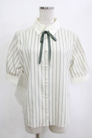 画像: F i.n.t / タイ付きマルチストライプクレリック5分袖シャツ Free OLIVEGREEN H-26-02-02-047-CA-BL-NS-ZH