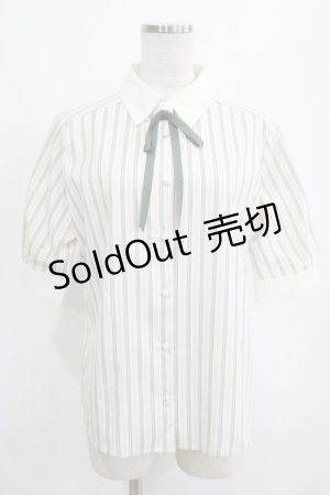 画像: F i.n.t / タイ付きマルチストライプクレリック5分袖シャツ Free OLIVEGREEN H-26-02-02-047-CA-BL-NS-ZH