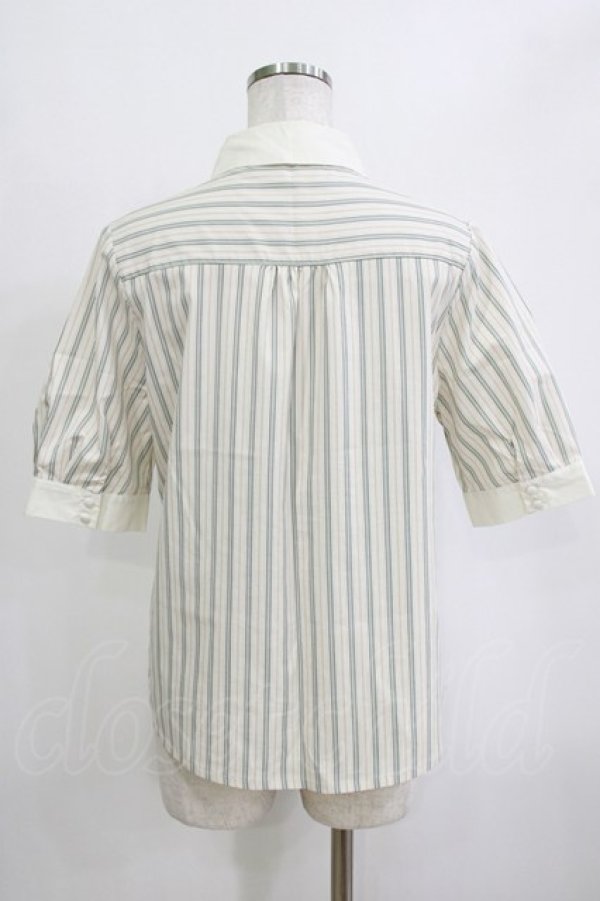 画像3: F i.n.t / タイ付きマルチストライプクレリック5分袖シャツ Free OLIVEGREEN H-26-02-02-047-CA-BL-NS-ZH (3)