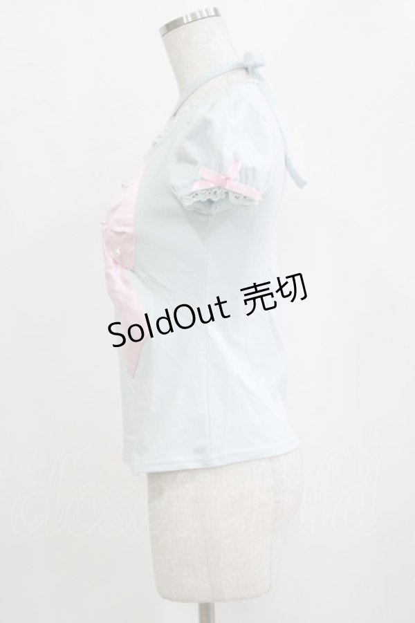 画像2: Angelic Pretty / 乙女サテンリボンカットソー Free サックス H-26-02-02-050-AP-TO-NS-ZH (2)