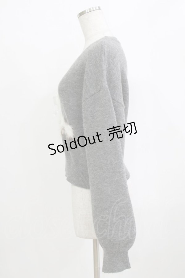 画像2: axes femme / ライン刺繍ニットプルオーバー Free グレー H-26-02-02-054-AX-TO-NS-ZH (2)