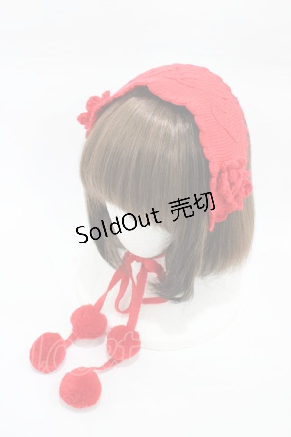 画像1: MILK / ロゴニットヘッドドレス  レッド H-26-02-02-1004-ML-AC-KB-ZH (1)