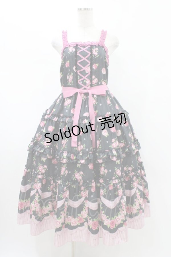 画像1: Emily Temple cute / フリルROSEキャミソールドレス M ブラック H-26-02-02-1034-ET-OP-KB-ZH (1)