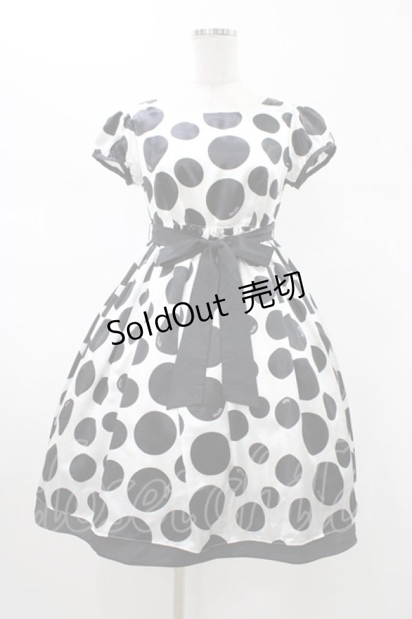 画像1: MILK / サテンドットワンピース  オフ×ブラック H-26-02-02-1039-ML-OP-KB-ZH (1)