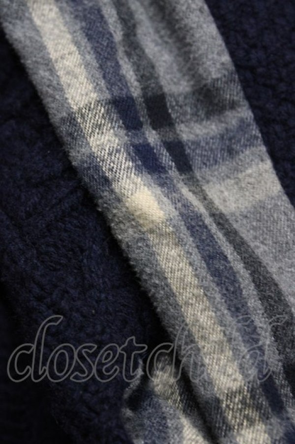 画像4: Jane Marple Dans Le Salon / アランニットとシャギーチェックのドレス M グレー×ネイビー H-26-02-02-1047-JM-OP-AK-ZH (4)