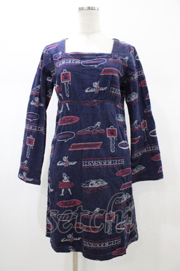画像1: HYSTERIC GLAMOUR / バックボタンデニムワンピース  ブルー H-26-02-02-1048-PU-OP-KB-ZH (1)