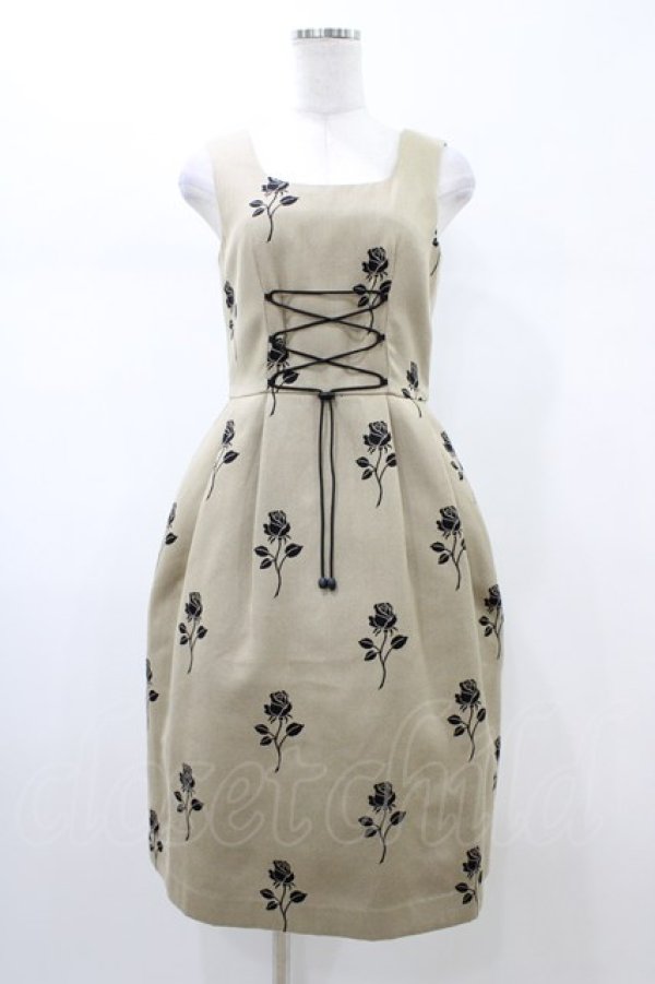 画像1: MILK / Rose Jacquardジャンパースカート  ベージュベース H-26-02-02-1051-ML-OP-KB-ZH (1)