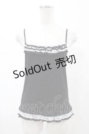 画像: Deorart / フリルキャミソール  ブラック×ホワイト H-26-02-02-1057-PU-TO-KB-ZH