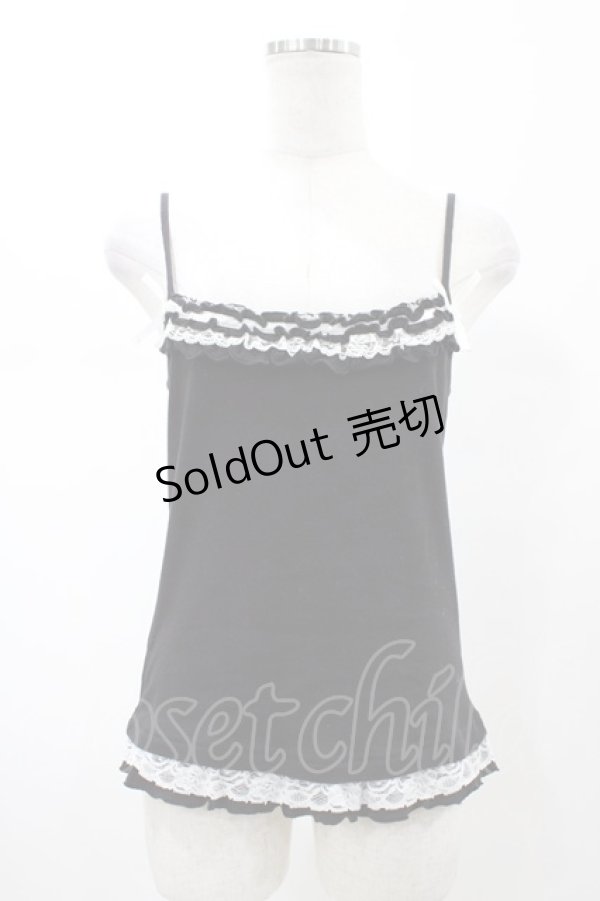 画像1: Deorart / フリルキャミソール  ブラック×ホワイト H-26-02-02-1057-PU-TO-KB-ZH (1)