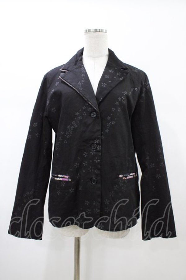 画像1: momo / 桜プリントジャケット  ブラック H-26-02-02-1062-0-JA-KB-ZH (1)