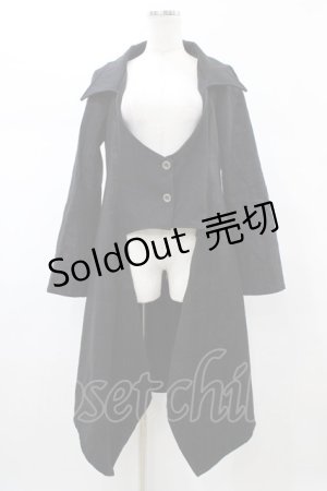 画像: h.naoto Blood / プリント切替コート  ブラック H-26-02-02-1063-HN-CO-KB-ZH