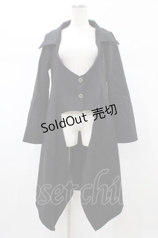 画像1: h.naoto Blood / プリント切替コート  ブラック H-26-02-02-1063-HN-CO-KB-ZH (1)