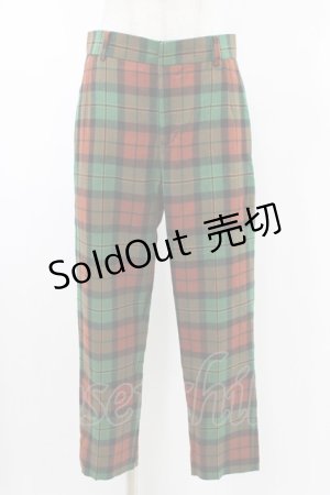 画像: Jane Marple / ウールタータンパンツ M グリーン×ブラウン H-26-02-02-1016-JM-PA-AK-ZH