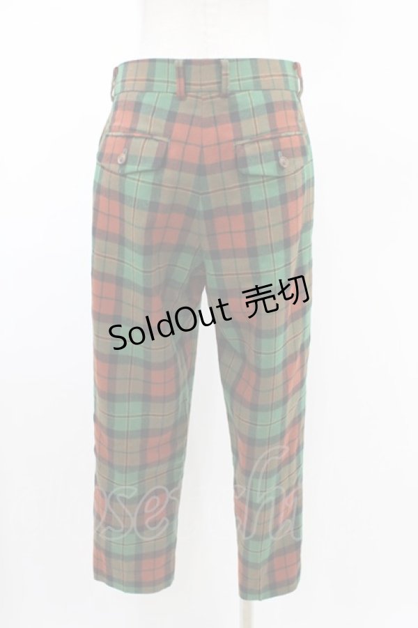 画像2: Jane Marple / ウールタータンパンツ M グリーン×ブラウン H-26-02-02-1016-JM-PA-AK-ZH (2)