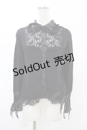 画像: h.naoto Blood / ヨークレースダメージブラウス  ブラック H-26-02-02-1021-HN-BL-KB-ZH