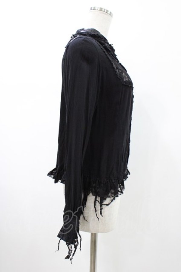 画像3: h.naoto Blood / ヨークレースダメージブラウス  ブラック H-26-02-02-1021-HN-BL-KB-ZH (3)