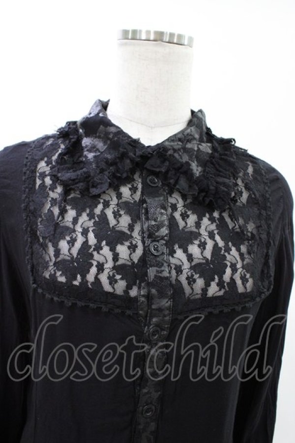 画像4: h.naoto Blood / ヨークレースダメージブラウス  ブラック H-26-02-02-1021-HN-BL-KB-ZH (4)