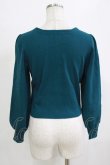 画像3: Fi.n.t / ローズ彫刻釦ディープカラーニットカーディガン Free BLUE GREEN H-26-02-02-055-CA-TO-NS-ZH (3)
