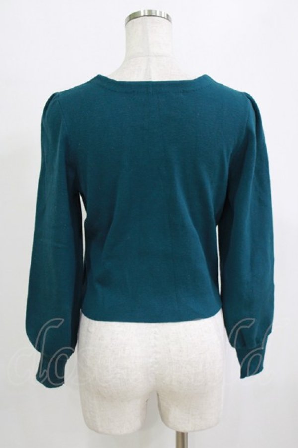 画像3: Fi.n.t / ローズ彫刻釦ディープカラーニットカーディガン Free BLUE GREEN H-26-02-02-055-CA-TO-NS-ZH (3)