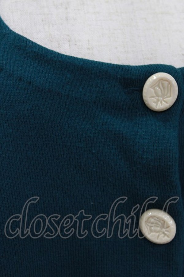 画像4: Fi.n.t / ローズ彫刻釦ディープカラーニットカーディガン Free BLUE GREEN H-26-02-02-055-CA-TO-NS-ZH (4)