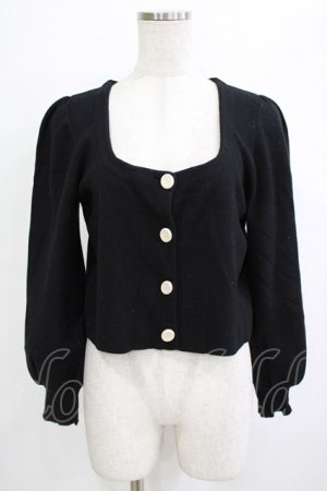 画像: Fi.n.t / ローズ彫刻釦ディープカラーニットカーディガン Free BLACK H-26-02-02-056-CA-TO-NS-ZH