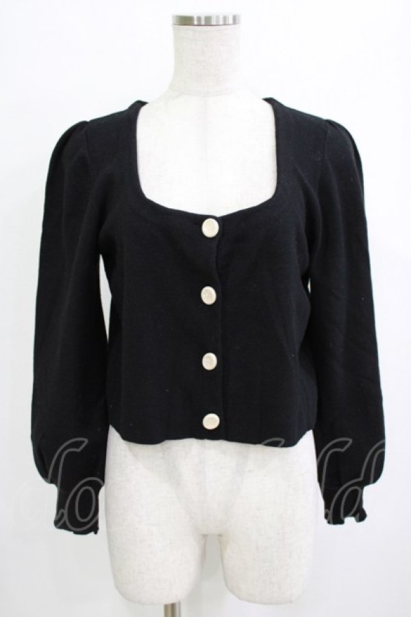 画像1: Fi.n.t / ローズ彫刻釦ディープカラーニットカーディガン Free BLACK H-26-02-02-056-CA-TO-NS-ZH (1)