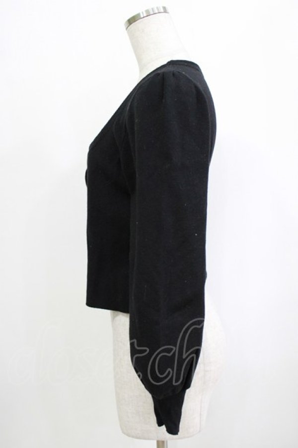 画像2: Fi.n.t / ローズ彫刻釦ディープカラーニットカーディガン Free BLACK H-26-02-02-056-CA-TO-NS-ZH (2)