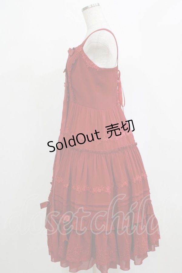 画像2: Dawn & Morning Dew（海外ロリータブランド） / フリルジャンパースカート L レッド H-26-02-02-005-PU-OP-NS-ZH (2)