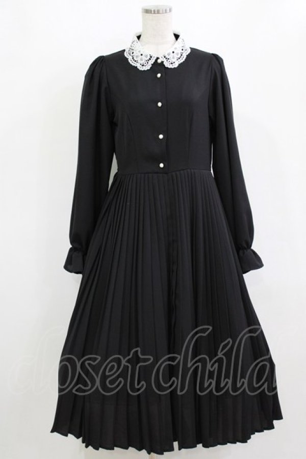 画像1: m petit by misako / AM*レースエリプリーツワンピース L ブラック H-26-02-02-008-LO-OP-NS-ZH (1)