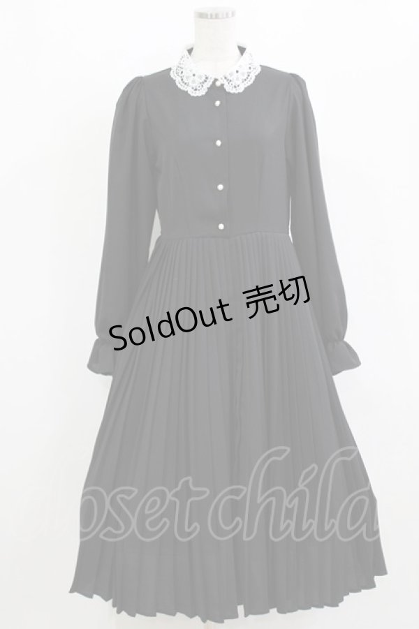 画像1: m petit by misako / AM*レースエリプリーツワンピース L ブラック H-26-02-02-008-LO-OP-NS-ZH (1)