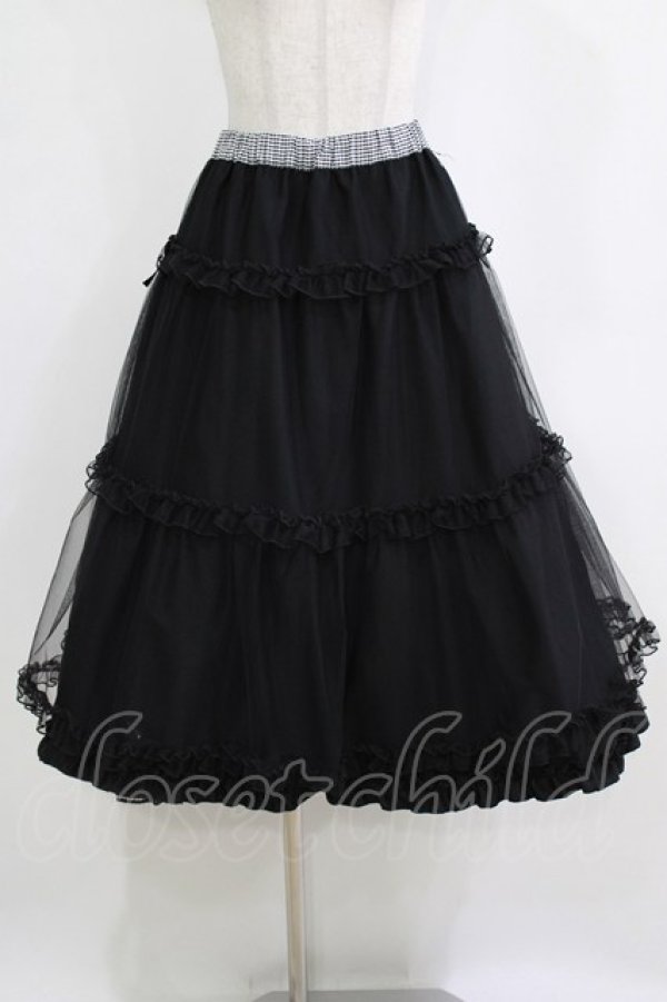 画像1: m petit by misako / NINA'S RVパニエスカート S ブラックギンガム/ブラック リバーリブル H-26-02-02-012-LO-SK-NS-ZH (1)