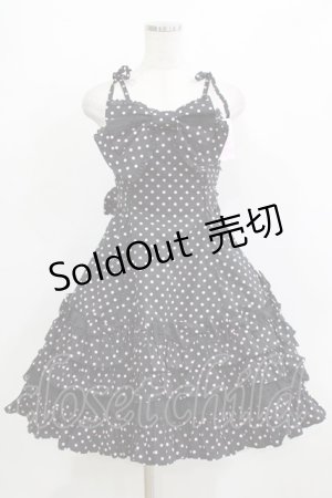 画像: Angelic Pretty / リボントッピング ドットジャンパースカート Free ブラック/ピンク H-26-02-02-002-AP-OP-NS-ZH