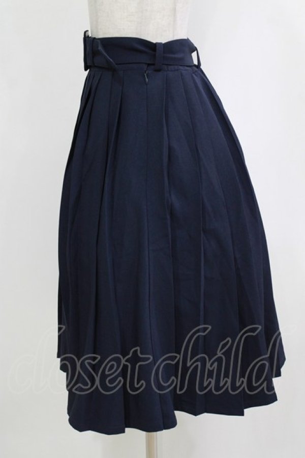 画像2: Fi.n.t / 太ベルト付きプリーツスカート Free NAVY H-26-02-02-015-CA-SK-NS-ZH (2)