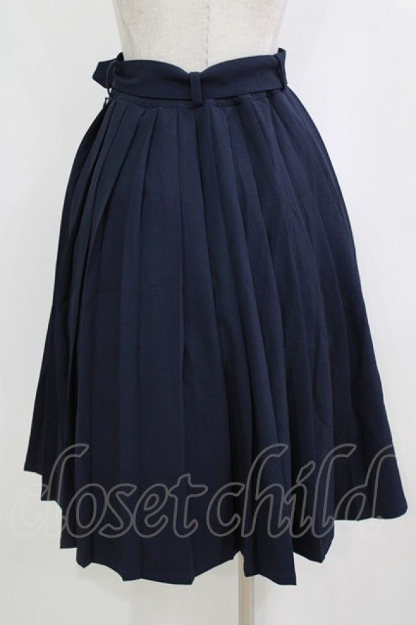 画像3: Fi.n.t / 太ベルト付きプリーツスカート Free NAVY H-26-02-02-015-CA-SK-NS-ZH (3)